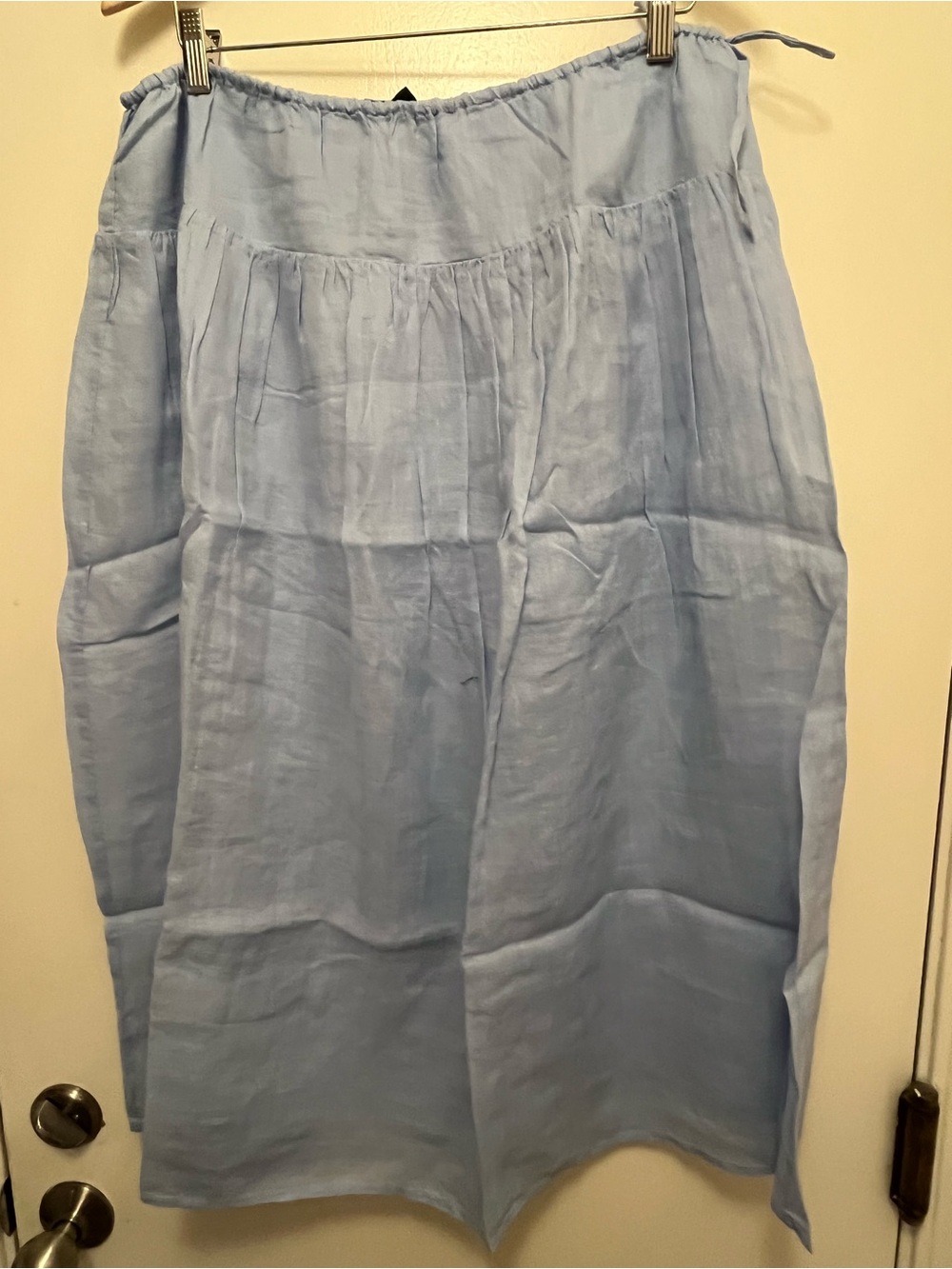 Light Blue Women's Linen FlowyMidi Skirt Lined